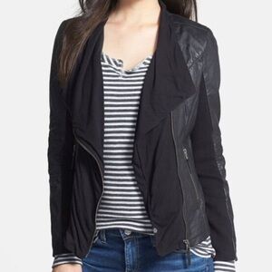Genuine Leather Treasure & Bond Mixed-Material Zip Front Jacket